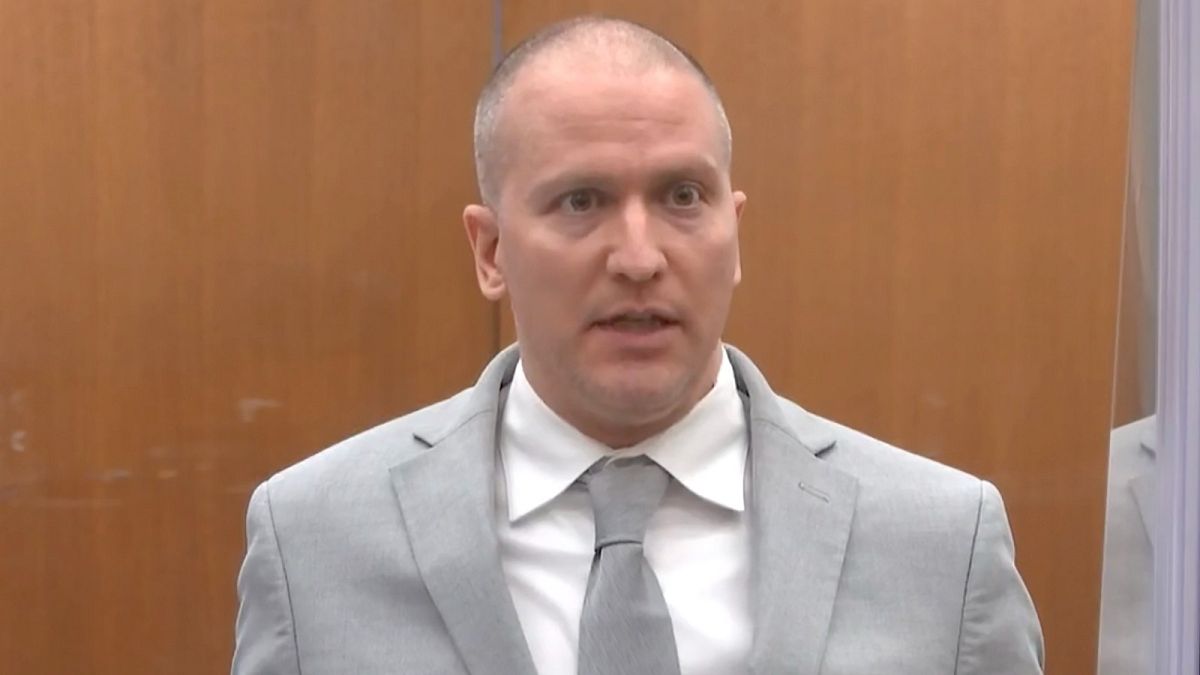 Former Minneapolis police Officer Derek Chauvin addresses the court as Judge Peter Cahill presiding over Chauvin's sentencing, Friday, June 25, 2021.