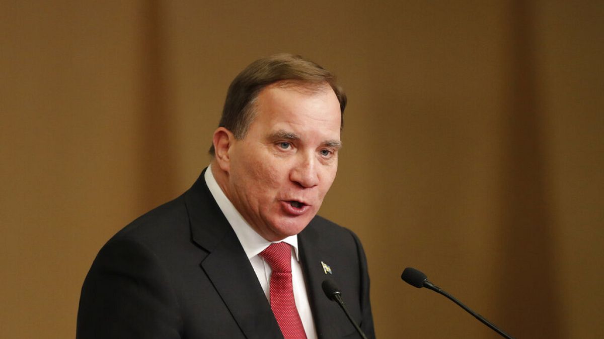 FILE: Swedish Prime Minister Stefan Lofven delivers a speech at National Assembly in Seoul, South Korea, Thursday, Dec. 19, 2019.