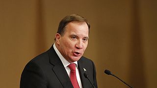 FILE: Swedish Prime Minister Stefan Lofven delivers a speech at National Assembly in Seoul, South Korea, Thursday, Dec. 19, 2019.