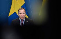 Sweden's Social Democratic Prime Minister Stefan Lofven holds a press conference at Rosenbad in Stockholm, Monday June 28, 2021.