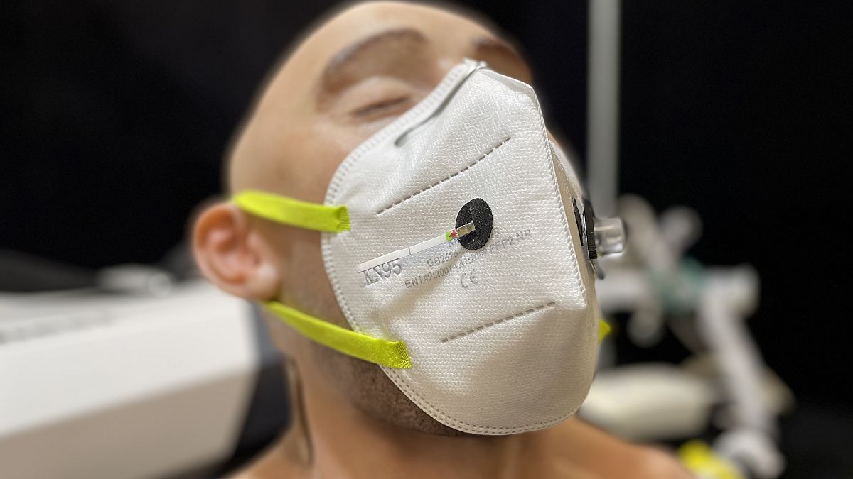 COVID-19 detecting face mask on dummy