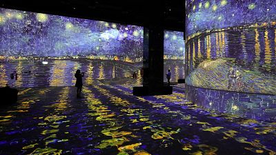 Van Gogh masterpieces projected onto walls  in a Dubai shopping centre.