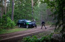 Members of the Lithuania State Border Guard Service patrol on the border with Belarus on June 10, 2021. Members of the Lithuania State Border Guard Service patrol on the border with Belarus on June 10, 2021.
