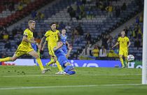 Ukraine's Artem Dovbyk scores his team's winning goal during the Euro 2020 round of 16 match between Sweden and Ukraine at Hampden Park in Glasgow, Tuesday, June 29, 2021. Ukraine's Artem Dovbyk scores his team's winning goal during the Euro 2020 round of 16 match between Sweden and Ukraine at Hampden Park in Glasgow, Tuesday, June 29, 2021.