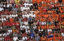 Szurkolók a Hollandia - Csehország mérkőzésen a budapesti Puskás Arénában
