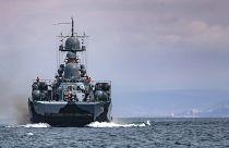 Корабль ВМФ России на учениях в Черном море. Апрель 2021 года