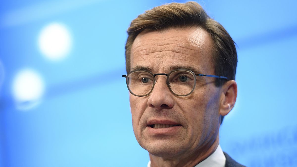 Swedish Moderate Party leader Ulf Kristersson speaks during a press conference in Stockholm.