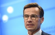 Swedish Moderate Party leader Ulf Kristersson speaks during a press conference in Stockholm.