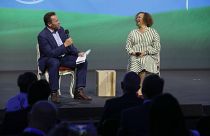 Arnold Schwarzenegger and Lisa Jackson from Apple at the Austrian World Summit this week. 