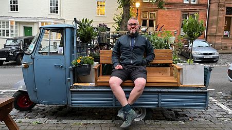 Adam Tranter created a mini parklet out of a flatbed truck