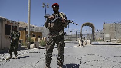 An Afghan National Army soldier stands guard at Bagram Air Base, after all US and NATO troops left.