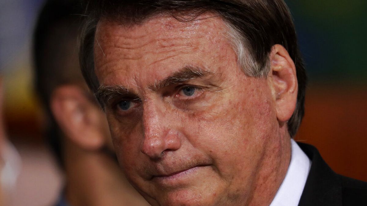 Brazil's President Jair Bolsonaro attends a ceremony to launch the new registration system for Professional Fishermen and Fishing Network, at the Planalto presidential palace.