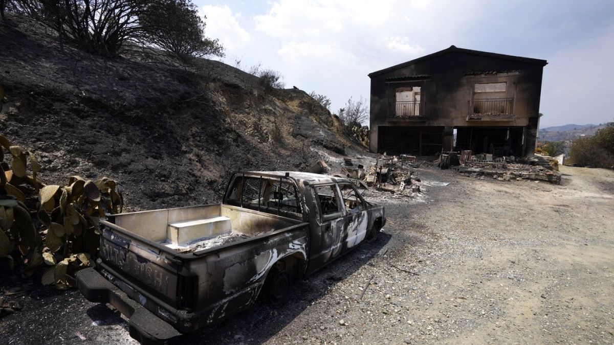 Εικόνα ολικής καταστροφής από την πυρκαγιά στα ορεινά Λάρνακας και Λεμεσού