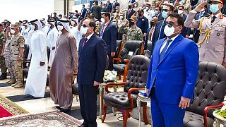 الرئيس المصري عبد الفتاح السيسي خلال حفل افتتاح القاعدة البحرية الجديدة "3 يوليو"، مرسى مطروح، مصر، 3 يوليو 2021