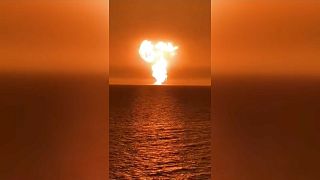 El momento de la explosión en el Mar Caspio