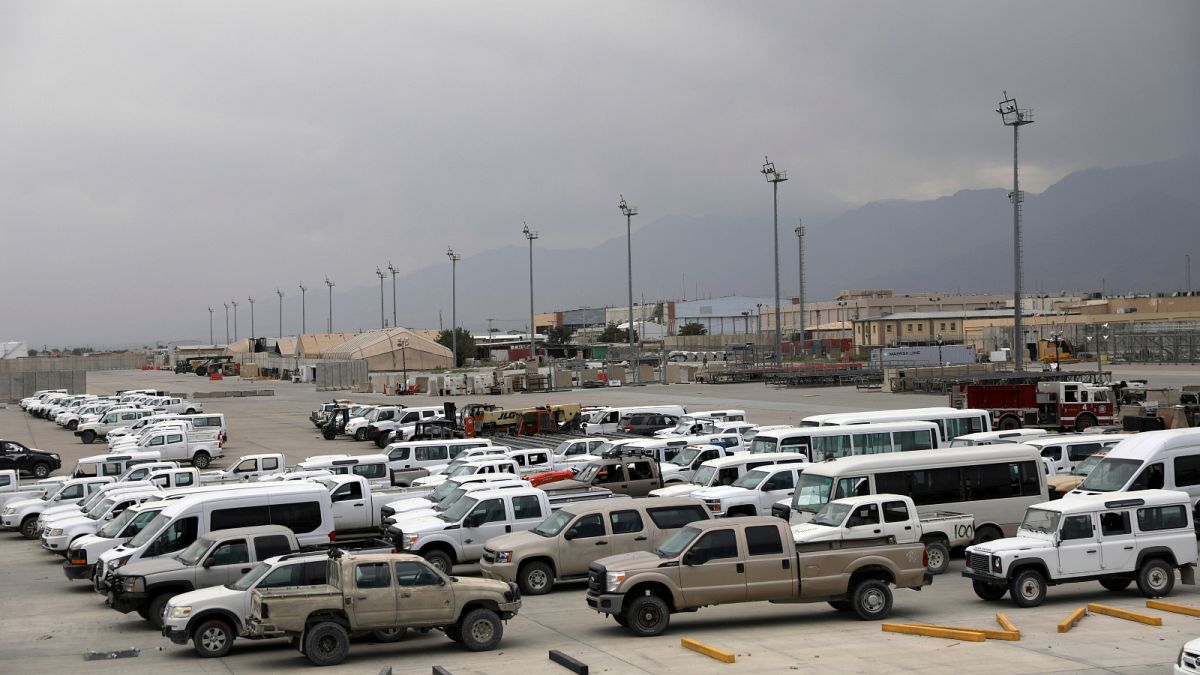 قاعدة باغرام العسكرية في إقليم باروان شمال كابول في أفغانستان بعد مغادرة الجيش الأمريكي.