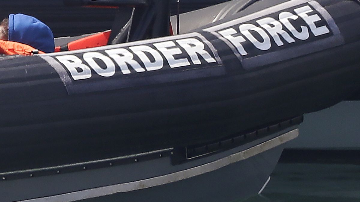 A Border Force vessel at the port city of Dover, England.