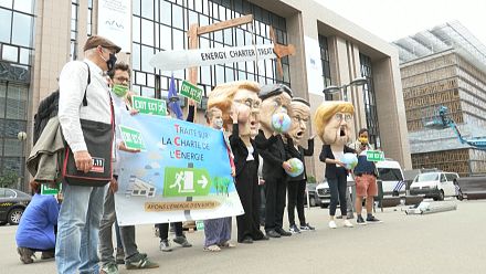 Protesters ask EU countries to withdrawal from the Energy Charter Treaty