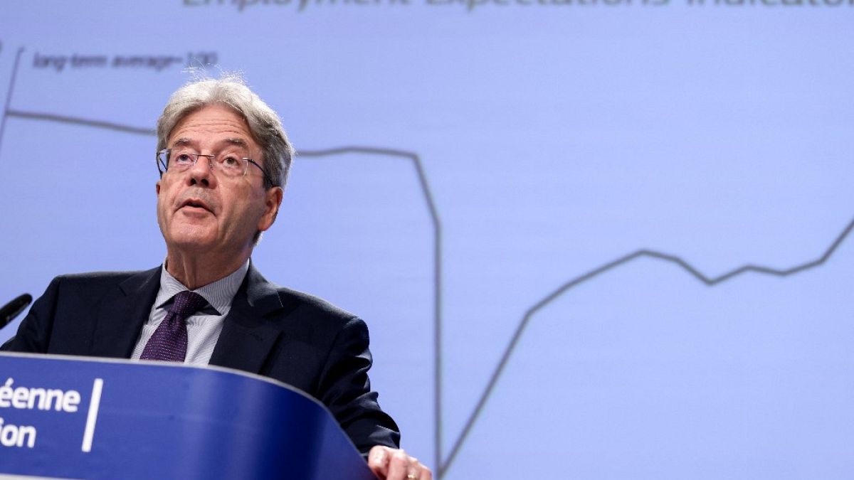 EU-Wirtschaftskommissar Paolo Gentiloni bei der Vorstellung der jüngsten Wirtschaftsprognosen