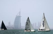 Sailing race passing the Burj al Arab
