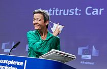 European Commission vice-president Margrethe Vestager addresses a press conference on an antitrust case