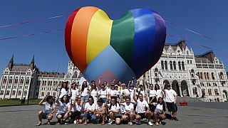 Pro LGBT protest against new Hungarian law