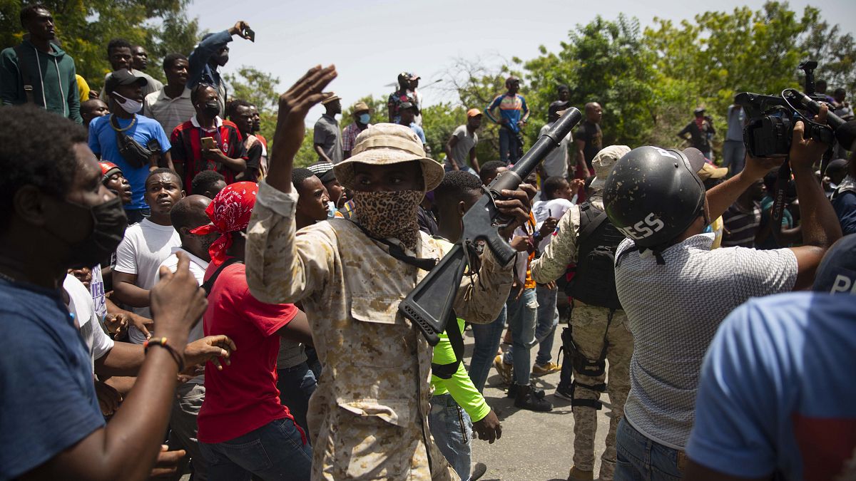 Protestas por el asesinato del presidente haitiano Jovenel Moise en Puerto Príncipe, Haití, el  8 de julio de 2021.