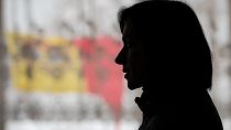 La presidente moldava Maia Sandu in uno scatto durante un comizio