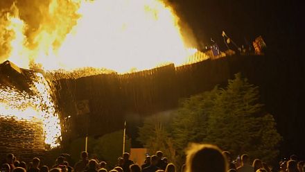 North Ireland loyalists light bonfires at start of marching season