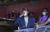 Ethiopia's Prime Minister Abiy Ahmed after casting his vote in the general election, in Beshasha, in the Oromia region of Ethiopia, June 21, 2021.