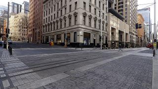 A normally busy shopping area in Sydney is nearly empty of people, Wednesday, July 7, 2021. 