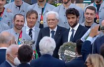 Die Squadra Azzura bei Präsident Matarella. Rechts von ihm Wimbledon-Vizechampion Matteo Berrettini
