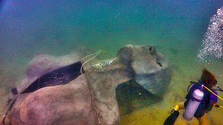 Underwater sculpture of Mazu