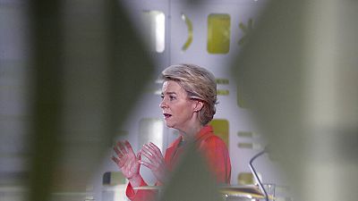 European Commission President Ursula von der Leyen on a visit to Lisbon announcing the approval of Portugal's COVID recovery spending plans