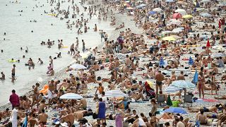 Crowds of tourists at the beach