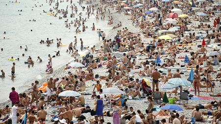 Crowds of tourists at the beach