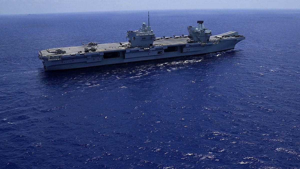 U.K.'s aircraft carrier HMS Queen Elizabeth in the Mediterranean Sea
