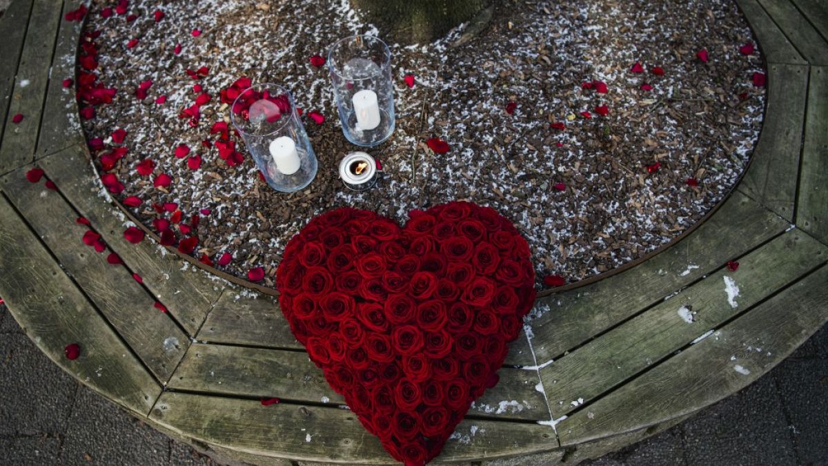Floral tributes were left in the main street of Vetlanda after the stabbing attack.