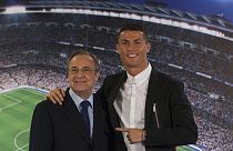 فلورنتینو پرز، رئیس باشگاه رئال مادرید به همراه کریستیانو رونالدو