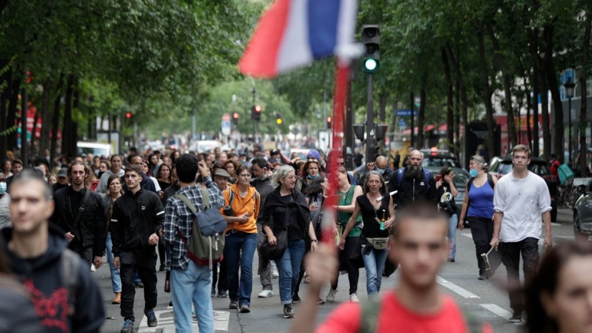 Protestors marched through the centre of Paris on Wednesday to rally against the new measures.