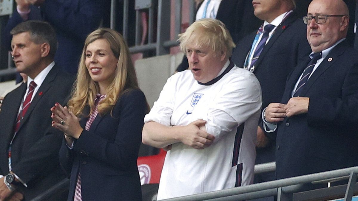 İngiltere Başbakanı Boris Johnson Wembley stadyumunda EURO 2020 final maçını izliyor. 11 Temmuz 2021