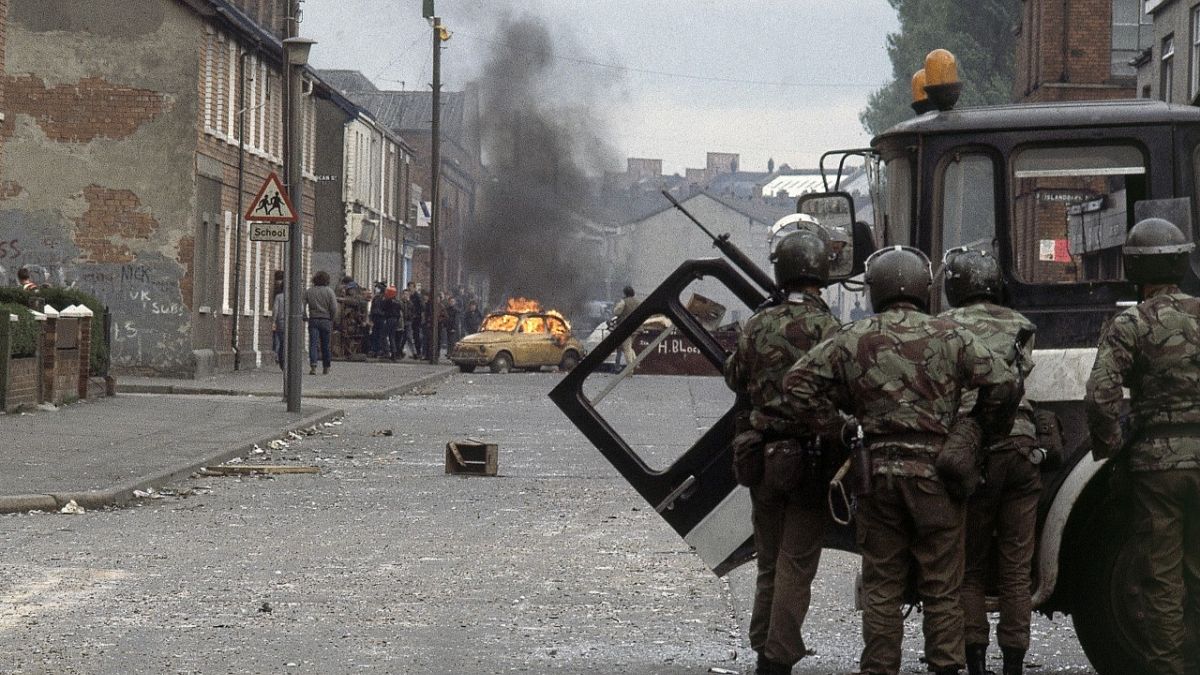 In this May 5, 1981 file photo British troops clash with demonstrators in a Catholic dominated area of Belfast, Northern Ireland, during the period known as 'The Troubles'.