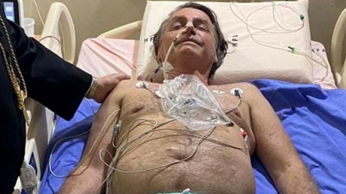 Le président brésilien Jair Bolsonaro à l'hôpital, le 14/07/2021 -  Image issue du compte officiel Twitter de Jair Bolsonaro