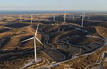 Windmills at the Alexigros wind farm near Cyprus' southern coastal city of Larnaca