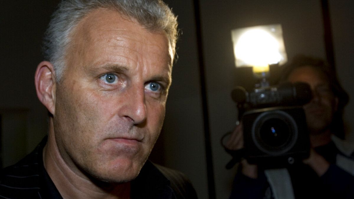 In this Thursday Jan. 31, 2008 file photo, Dutch crime reporter Peter R. de Vries arrives for a live TV show in Amsterdam, Netherlands. 