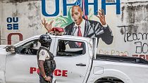 Un agent de police haïtien à proximité de la résidence de Jovenel Moïse, assassiné le 7 juillet - Port-au-Prince (Haïti), le 15/07/2021