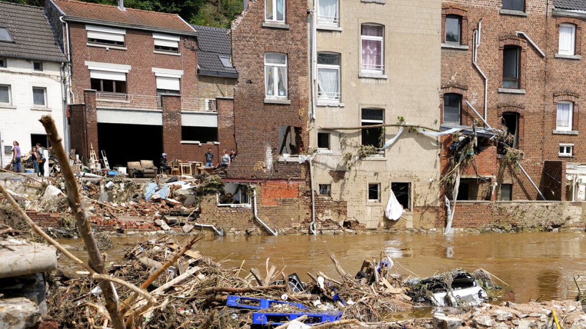 Daños provocados por las inundaciones en la localidad belga de Pepinster 