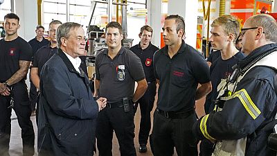 NRW Ministerpräsident Armin Laschet im Hochwasser-Gebiet