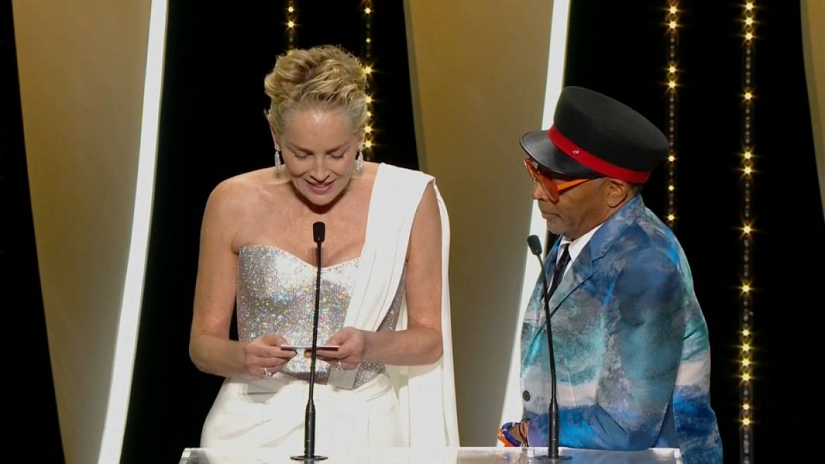 Sharon Stone and Spike Lee announcing the Palme d'or