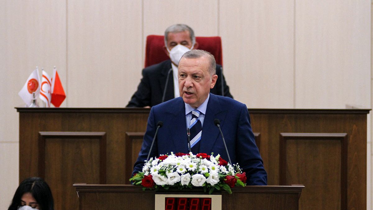 El presidente turco Erdogan visita el norte de Chipre e insiste en la solución de los dos Estados